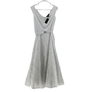 Candalite Women's White V-Neck Sleeveless Floral Lace Maxi Dress - MP